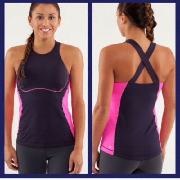 lululemon athletica Tops - Lululemon Spin It To Win It TankIn Black Swan/ Raspberry Size 6
